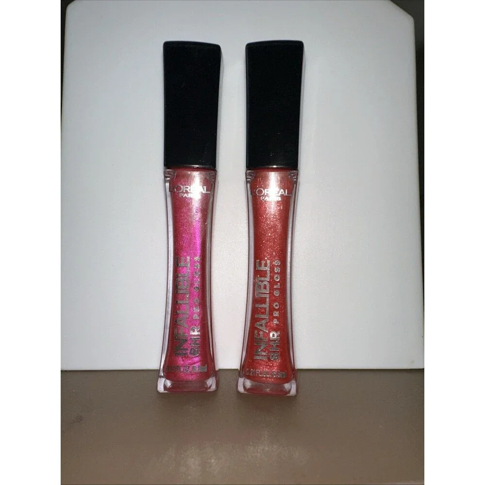 L'Oreal Infallible 8 HR Pro Gloss Set: 340 Cherry Flash & 140 Pink Topaz 🩷❤️
